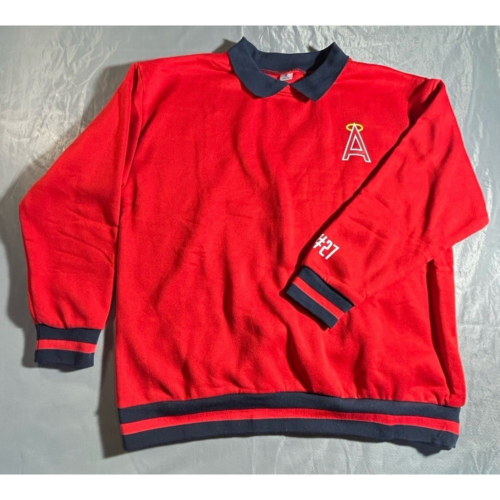 2026 Los Angeles Angels Throwback Collared Crewneck Sweater #27 Size XL